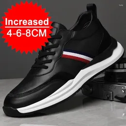 Casual Shoes Fashion Genuine Leather Sneakers Men Elevator Skateboard Male Comfortable Height Increase Insole 6-8CM