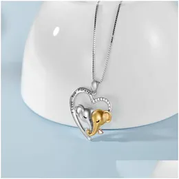 Pendant Necklaces Cute Animal Elephant Mother Kids Necklace For Mom Heart Shaped Neck Chain Jewelry Gift Thanksgiving Mothers Day Drop Dhjyd