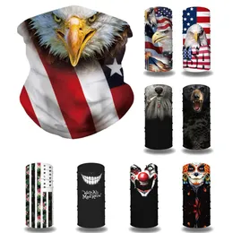 Headscarf Masks Magic Eagle Skull Face Riding Cycling Eagles Faces Mask America Flags Headscarves Sport pannband 9 Style S S S s