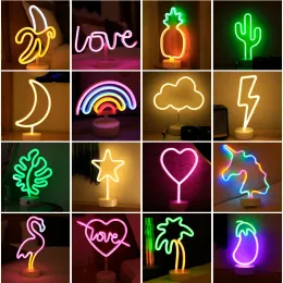 USB Neon Light Flamingo -formad skylt Neon Moon Lights Lighting Wall Decor LED -lampor för bröllop sovrum barn baby rum