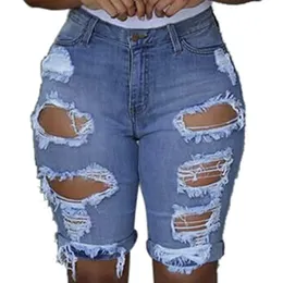 Denim Shorts Frauen plus Größe zerstört Loch Leggings kurze Hosen Denim Shorts Ripped Jeans Jeans Shorts für Womens Plus Size 240506