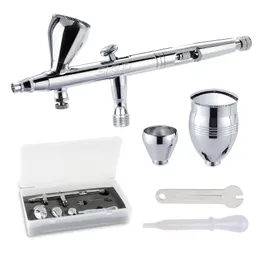Airbrush Set Dual Action Professional Air Brush Kit med 2/5/13cc Spray Cup and Wrench Droper Tool For Cake Tattoo målning 240423