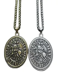 قلادة قلادة الرجال تميمة المجوهرات فايكنغ حرب مزدوجة الحصان اليونانية اللاتينية الفرسان اللاتينية TEMPLAR قلادة تذكارية SHI3708741