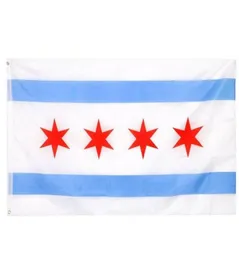 Чикагский флаг высококачественный 3х5 футов городской баннер 90x150 см. Фестивальная вечеринка подарки 100D Полиэстерские внутренние отпечатки на открытом воздухе и баннеры2374002