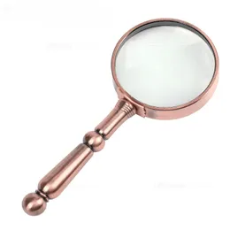 Handheld Retro All-Metal Magnifier Reading Magnifying Glass Portable Jewelry Antique Loupe with High Magnification Power Len