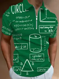 Herrpolos matematik lektioner casual dragkedja polo skjorta tryck t-shirts män kort slve design skjorta sommar toppar matematiska formel mönster t240506