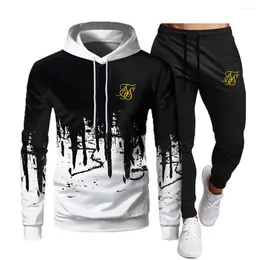 Con cappuccio maschile moda sik seta con cappuccio di abbigliamento sportivo con cappuccio che fa jogging casual running sports pantaloni a 2 pezzi set