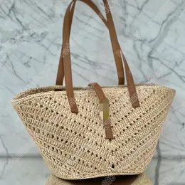 PANIER bag WomensLafite grass combined with cowhide grass woven bag designer bag Summer vacation bag fashion shoulder bag luxury handbag woven bag