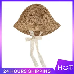 Berets Lace Hat Sunscreen Tie Travel Clothing Accessories Children's Straw Decorative Products