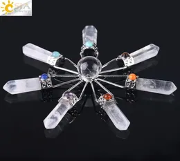 CSJA 7 İyileştirme Noktası Enerji Jeneratörü Beyaz Gül Kuvars Ametist Obsidiyen Doğal Taş Reiki Kristal Top Pendulum Chakra Bead JE5116341