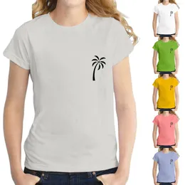 Camiseta feminina e blusas de areia de areia de areia de areia para mulheres de verão Cocos de coco Graphic casual manga curta de moda solta mulher roupas