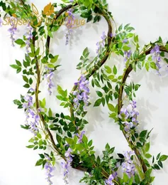 5 pezzi lunghi 2 mm 787 pollici fiori artificiali Wisteria fiore vite rattan fiori di seta decorativi home wedding7949957