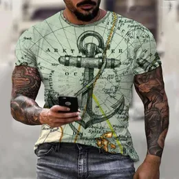 Camisetas masculinas Crânio vintage para homens 3D tshirt pirata âncora camisa de verão rua manga curta de tamanho grande Tee mass roupas