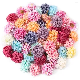 Flores decorativas 10pcs A hortênsia de seda artificial Cabeça de flores para decoração de decoração de casamentos decoração de casa Diy Wreath Gift Craft Acessório