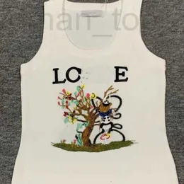 Women's Tanks & Camis Designer Letter Panda Tree Climbing Embroidered Round Neck Pullover Knitted Sleeveless Tank Top D0X8