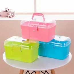 Nya 3 färger Makeup Organizer Jewelry Nail Polish Pen Container Manicure Tool Case Handhållen Desktop Storage Box Plastic Scissors