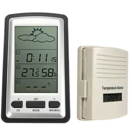 Gauges Digital Wireless Weather Station Indoor Outdoor Temperature Humidity Remote Sensor Date Controlled Backlight Table Clock