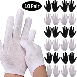 Gloves 10/1Pair Nylon Gloves White/Black Work Protective Glove Nonslip Elastic Gloves for Craft Washable Cleaning Tool Garden Supplies