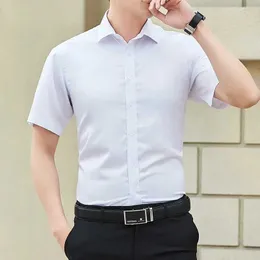 AFW3 Мужские платья рубашки 2024 Summer Mens Slim Solid Color Коротко -склейка для рубашки бизнес -повседневная белая рубашка Бренд большой размер 5xl Classic Style D240507