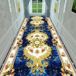 Estilo de luxo Longo Corredor Carpets Decoração de entrada da varanda Tapetes de piso de piso Tamanho personalizado El Lobby Rug Stairs 240419