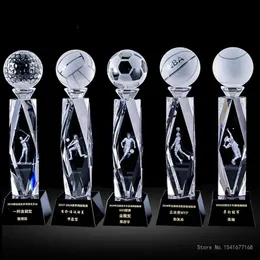 Crystal Trophy Sports Competition Basketball Football Volleyball Basketball Badminton Pward Award Trophy 240424