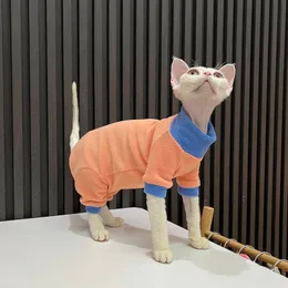 Odzież zima ciepłe sfinks ubrania kota dla małych psów Sphynx bezwłosie kota kombinezon odzież miękka polar