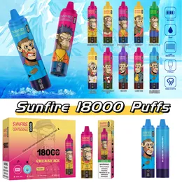 Sunfire 18000 Puff Puff 20K Puff 20000 Disponible Puff 18K Vapes Pen 25 ml 18000 E Cigarett 0% 2% 3% 5% förångare 850mAh Laddar Mesh Coil Vape Pen Puff 15K Puff 15000