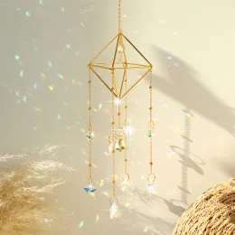 زخارف Suncatcher Crystal الرياح تتناغم الجدار الماسك شمس معلقة للنافذة حديقة الديكور بوهو ديكور المنزل غرفة المعيشة هدية عيد الميلاد