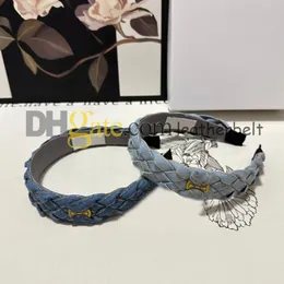 Modevävd pannband Metal Letter Hårband Retro Designer Hair Hoop For Women Girl Denim Pannband med låda