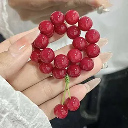 Bangle Natural white jade Bodhi root cinnabar used for circular bead design seed rose Mara female accessories Q240506