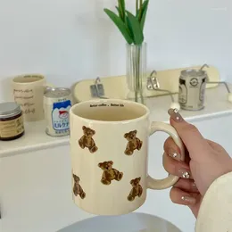 Kubki 300 ml w stylu koreańskich kreskówek Niedźwiedź kubek śliczny ceramiczny kawa w wodzie filiżanka ciepła śniadanie beżowa beżowa herbata mleczna