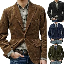 Jackets masculinos 2024 Autumn Winter Coat Corduroy Suits Casual com ombreistas Fashion lapela longa para homens para homens