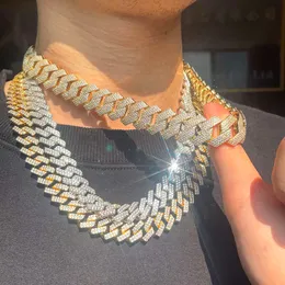 고품질 힙합 보석 4 열 20 mm VVS Moissanite Diamond Sterling Sier Cuban Link Chain