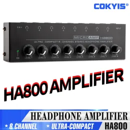 Amplifiers 2023 Newest HA800 UltraCompact Audio Amplifier 8 Channels Mini Stereo Headphone Amplifier With Power Adapter EU Plug Adapter