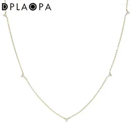 Hängen Dplaopa 925 Sterling Silver Dainty Zircon CZ Charm Chocker Chain Women Necklace Wedding Crystal Jewels Party