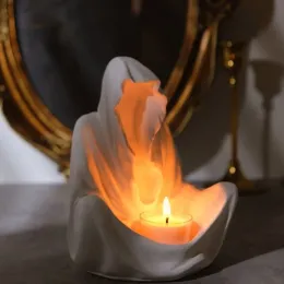 촛불 캔들 홀더 실리콘 곰팡이 마법사 모양 수지 주조 금형 할로윈 장식 촛대 에폭시 곰팡이 DIY 수제 공예