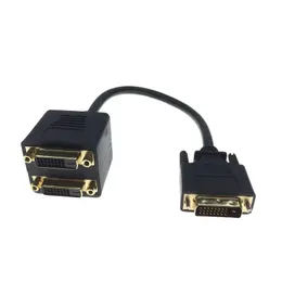 Yeni 1x2 DVI Ayrıştırıcı Adaptör Kablosu 1-DVI Erkek-DVI24+1 HD1080P HDTV Projektör PC dizüstü bilgisayar için 24K Altın Konektör