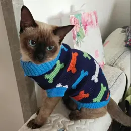 Domy klasyczny syjamski kotek Kot Sweter Zimowe ciepłe ubrania dla kotów Gotas Kedi Sphynx Pullovers Pies Ubranie Mascotas Costume