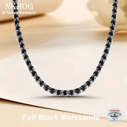 Correntes NKHOG 3/4/5/6,5mm de colar de tênis de moissanita preta completa para homens 925 Jóias de teste de diamante de diamante de corrente de pescoço de prata esterlina 925
