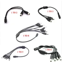 Nuovo spino splitter di alimentazione da 12 V CC 1 femmina a 2 3 4 5 6 8 Cavo CCTV maschio Cavo CCTV Accessori di alimentazione Adattatore di alimentazione 2.1/5,5 mm