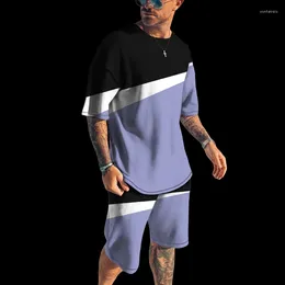 メンズトラックスーツCongunto de Camiseta Playa Inforcal Para Hombre Con Estampado 3D Bloques Cold Y Costurass Unidos 2024
