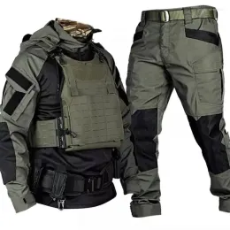 Outfit Gym Clothing Tactical Shirt Pants Suit Men Camo Long Sleeve Military Training Uniform Outdoor Army Fans Combat Tops Trousers Sets
