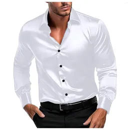 Magliette da uomo maschio vestito stretching rughe formale matrimonio ballo lungo maniche lunghe con abbottimo giù camicia casual