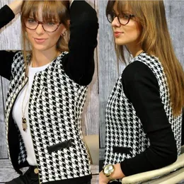 Casual xadrez casual moda feminino Autumn Winter Women Zippers Coats and Jackets