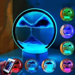 Zegarki Najnowsze 3D Piasek Piaskowy Lampa klepsydra USB 16 Kolory RGB Szybki i LED Nocna światła sypialnia Dekoracje Dekoracje Prezenty 2024