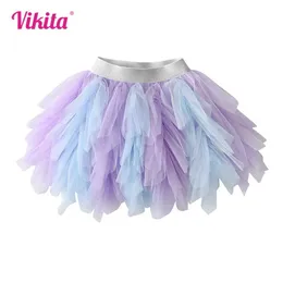 abito tutu vikita ragazze gonne irregolari per bambini mesh a strati tulle tutu principessa mini gonna toddlers festa di compleanno alla moda simpatica gonna d240507