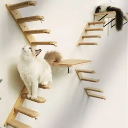 Scratchers 1 Piece Cat Wall Mounted Shelves Climbing Ladder Steps and Jumping Platform with Scratching Post for Grinding Claw and Playing