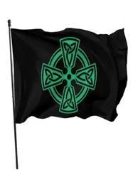 Celtic Cross Knot Irish Shield Warrior 3x5ft Flags 100D Polyester Banners Indoor Outdoor Vivid Color High Quality With Two Brass G8596506