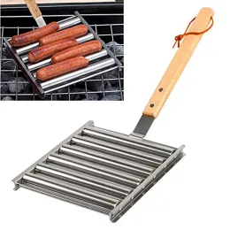 Accessori strumenti per barbecue in acciaio inossidabile con strisce di salsiccia a griglia quadrata