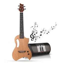 Amplificadores elétricos ukulele guitarra silencioso tenor de 26 polegadas Mini Full Solid Solid Mahogange Connect Headphones Amplificadores 4 Strings Bluetooth Travel